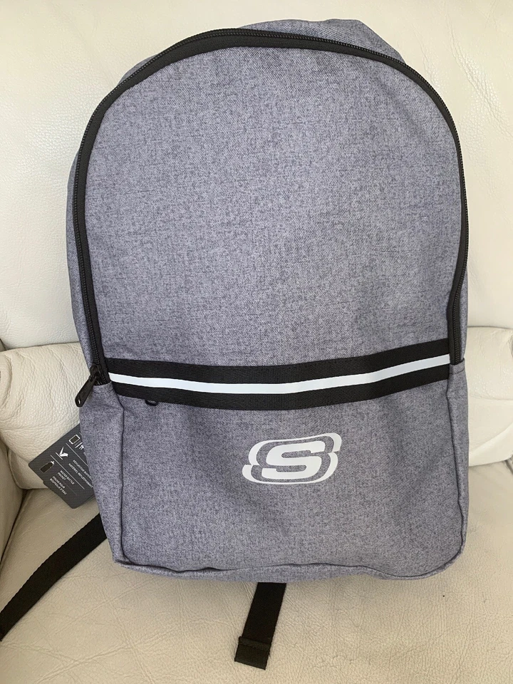 Skechers Eclipse Backpack Gray & Black School Bag Laptop Pockets Lightweight