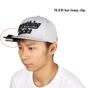 (Black)5 LED Cap Clip Lamp Light Hat Lamp For Outdoor Fishing Camp MU - Picture 1 of 17