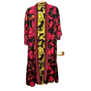 Alice and Olivia langer wendbarer Blumenstaubtuch Gr. XS/S $ 495 schwarz pink gelb - Bild 1 von 8