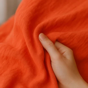 Sunset Orange Linen Fabric by the Yard – Dresses, Home Decor & Crafts Projects - Picture 1 of 10