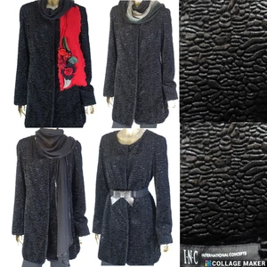 INC ~ ¡COMO NUEVO!!~Abrigo VeRSATiLE NEGRO LOOK CORDERO PIEL SINTÉTICA CIERRE A PRESIÓN TALLA:M - Imagen 1 de 11