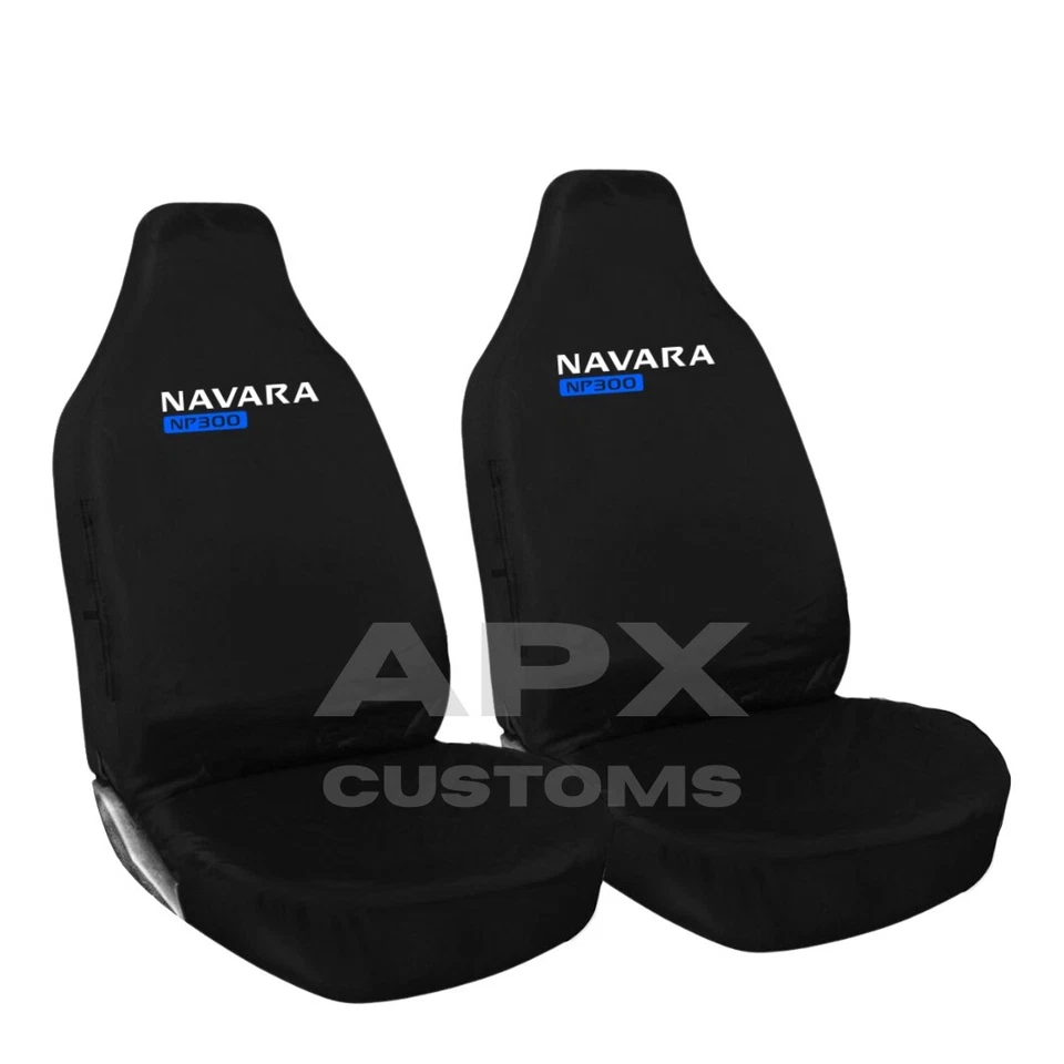 FOR NISSAN NAVARA NP300 - FRONT SEAT COVERS HEAVY DUTY WATERPROOF BLACK - Image 1 of 1