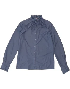 VINTAGE Womens Shirt Blouse IT 42 Medium Blue Striped Polyester BD08 - Picture 1 of 3