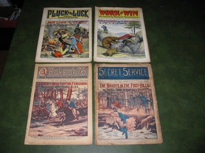Lot of 4 Original 1905-18 Pulp Magazines Boys of 76 Secret Service Work and Win - Image 1 of 4