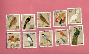 JUEGO DE 10 SELLOS POSGE PÁJAROS COLORIDOS USADOS DE JAPÓN - Imagen 1 de 1