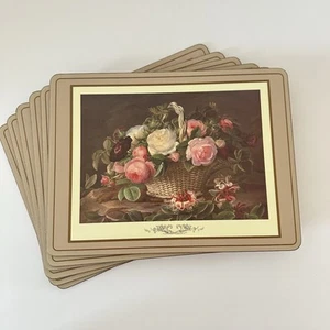 PIMPERNEL Floral Theme Cork Back Place Mats - 12'w x 9"h, Set of 6, England - Picture 1 of 5