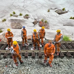 HO OO MODELL Eisenbahn Arbeiter Team Figuren 3D Maßstab gedruckt handbemalt x 7 - Bild 1 von 19