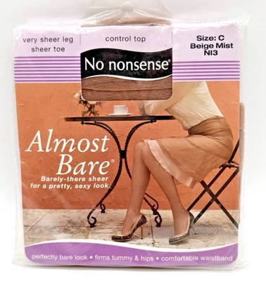No Nonsense Vintage Almost Bare Very Sheer Beige Mist Control Top Pantyhose Sz C - Image 1 of 4
