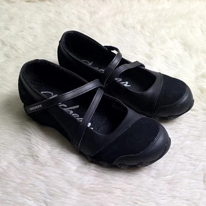 Skechers Women's size 7.5 Bikers-Step-Up Mary Jane Slip-On Flat Black/Charcoal - Picture 1 of 7
