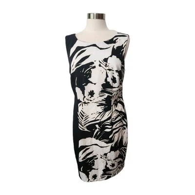 Vestido Connected Apparel 14 sin mangas negro blanco espalda cremallera vaina hasta la rodilla  Foto 1 de 4