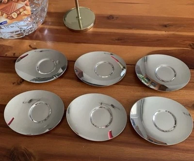 AMC Tee Untertassen 6er  Set ,aus Edelstahl 18/10,Silber,Oval Form,12Lx10Bx1,5H - Bild 1 von 4