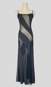 Vintage Fredericks of Hollywood Maxi Slip Dress Size L Spiral Mesh Lingerie - Picture 1 of 9