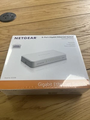 NETGEAR 8 PORT GIGABIT ETHERNET SWITCH GS208 BRAND NEW ESSENTIALS EDITION - Image 1 of 2