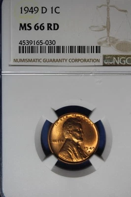 1949 D NGC 1C MS66RD LINCOLN WHEAT CENT #B50985 - Image 1 of 2