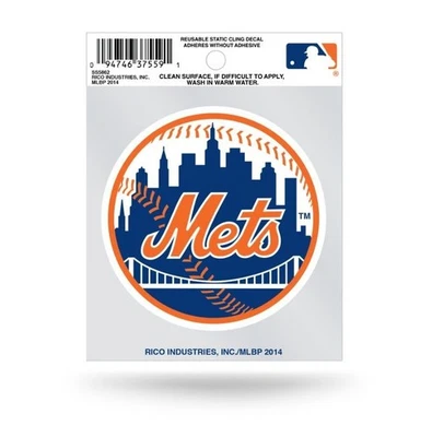 NEW YORK METS MLB 4"x3" STATIC WINDOW CLING DECAL FREE SHIP - Image 1 of 2