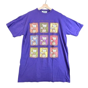 Vintage Crazy Cat Lady Lollipop Purple Night Sleep Shirt Oversized Tee One Size - Picture 1 of 7