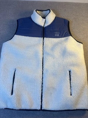 Bald Head Blues Men’s XL Sherpa Fleece Vest White Navy Golf Zip-Up Foto 1 de 4