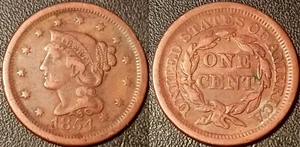 USA - 1 Braided Hair Cent 1854 ! KM#67 - Bild 1 von 1