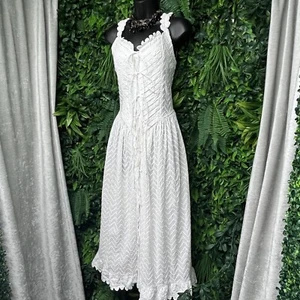 HORROR VACUI Dress Women Medium Ivory Embroidered Ruffle Corset Style Maxi 2717 - Picture 1 of 10