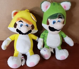 Nintendo Super Mario Plush 3D World 9" Cat Mario and Cat Luigi (LOT OF 2) - Picture 1 of 5
