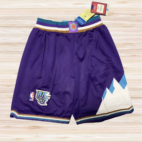 Utah Jazz Throwback Basketball Stitched Shorts Purple Cover