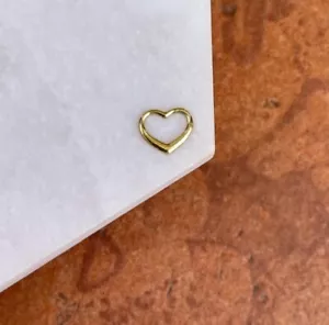 14KT Yellow Gold Small Solid Open Heart Pendant Charm Slide NEW Tiny Size - Picture 1 of 7