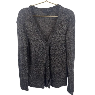 Rag & Bone Black Tan Cardigan Sweater Size S Viscose Polyamide Angora - Image 1 of 4