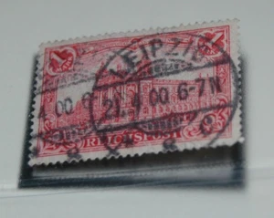 DEUTSCHLAND REICH 1900 1 Mark Reichspost deutscher antiker Stempel rot Leipzig Poststempel - Bild 1 von 2