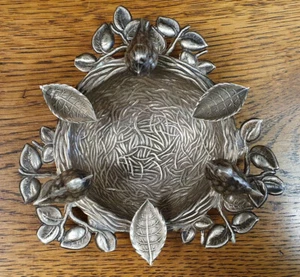 Aschenbecher Silber 800er mit Drei Vögel - Bild 1 von 9