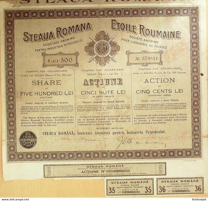 Etoile Roumaine (Industrie de pétrole) action Roumanie 500 Lei 1944 - Imagen 1 de 1