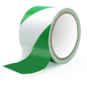 25 x PVC Hazard Tape GREEN/WHITE Insulation Electrical Self Adhesive 50mm - Picture 1 of 3
