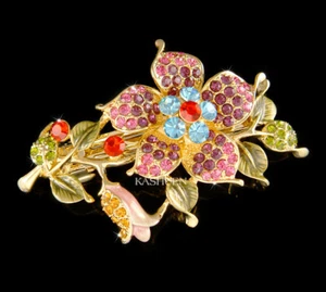 ~Plumeria Flower~ made with Swarovski Crystal Floral Hair Barrette Bling Jewelry - Picture 1 of 2