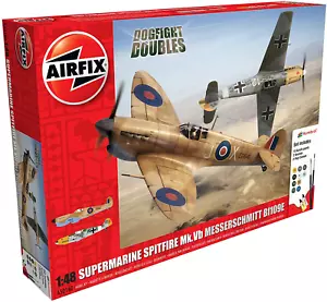 AIRFIX 1:48 KIT AEREO SUPERMARINE SPITFIRE + MK.VB MESSERSCHMITT BF109E 50160 - Foto 1 di 1