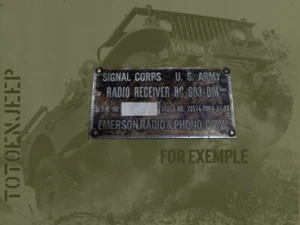 NEW LABEL PLAQUETTE POSTE RADIO BC603 DM6 SCR508 jeep willys us ww2 - Foto 1 di 4