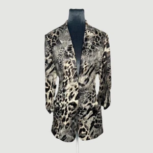 vintage 90s y2k Alberto Makali sheer lace leopard print sparkly blazer sz L - Picture 1 of 8