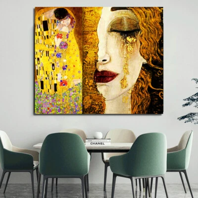 Pintura en lienzo Lágrimas doradas y besos de Gustav Klimt arte de pared póster e impresiones Foto 1 de 4