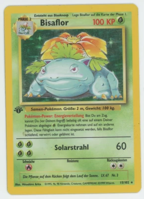 GERMAN Bisaflor 1st Edition 15/102 Holo Rare Base Set Venusaur Pokemon 1999 WOTC - Image 1 of 4