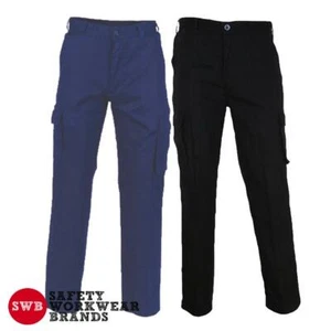 DNC Workwear Mens Lightweight Cotton Drill Cargo Work Pants Navy Black New 3316 - Picture 1 of 3