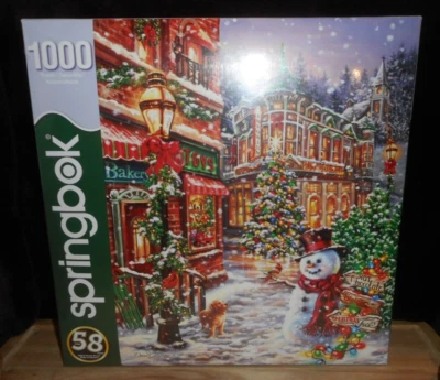 SPRINGBOK MERRY MAIN STREET CHRISTMAS 1000 PIECE JIGSAW PUZZLE 24 X 30 NEW - Image 1 of 2