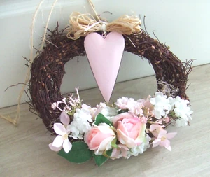 Naturkranz Türkranz Landhaus mit Herz und Rosen - Bild 1 von 2
