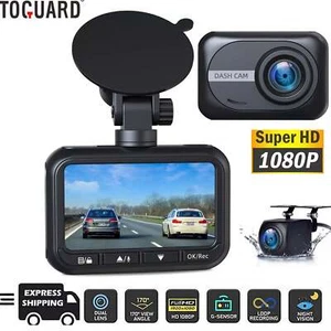 TOGUARD Front Rear 1080P Dual Dash Cam 2.45" IPS Screen Car Camera Parking Mode - Picture 1 of 7