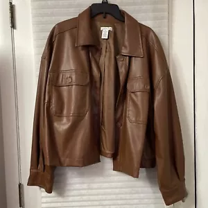 New Ophelia Roe Faux Leather Brown Jacket Size 1x - Picture 1 of 6