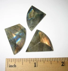 3pc POLISHED NATURAL 23-25mm LABRADORITE STONE CABOCHONS (MADE IN USA) ~ 13.2g * - Picture 1 of 8