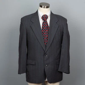 Palm Beach Mens Wool Sport Coat 41R Gray Striped Blazer Suit Jacket 2 Button - Picture 1 of 8