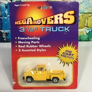 Mega Movers 3 1/2" Die Cast Metal Truck Yellow 1955 Chevy Stepside Pickup NEU! - Bild 1 von 12