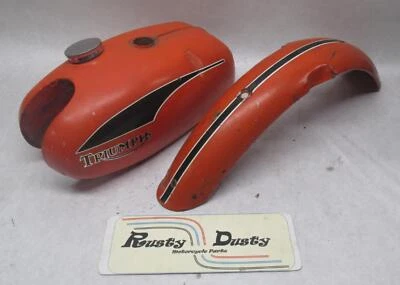 Pintura original 1971 Triumph 250 T25T Trailblazer T470 tanque de gasolina y guardabarros delantero Foto 1 de 4