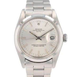 Rolex Mens Watch Date 1500 Silver Sigma Dial 34mm Stainless Steel Smooth Oyster - Picture 1 of 8