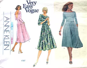 Vogue 1787 rare uncut Anne Klein pattern sz 10 stunning low back wrap dress - Picture 1 of 2