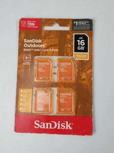 SanDisk Outdoors 16GB Pack Of 4 SDHC UHS-I Memory Cards SDSDBNN-016G-AW6V4 - Picture 1 of 2