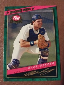 1994 MIKE PIAZZA POST CEREAL ROOKIE STAR CARD #1 LA DODGERS NEW YORK NY METS 
